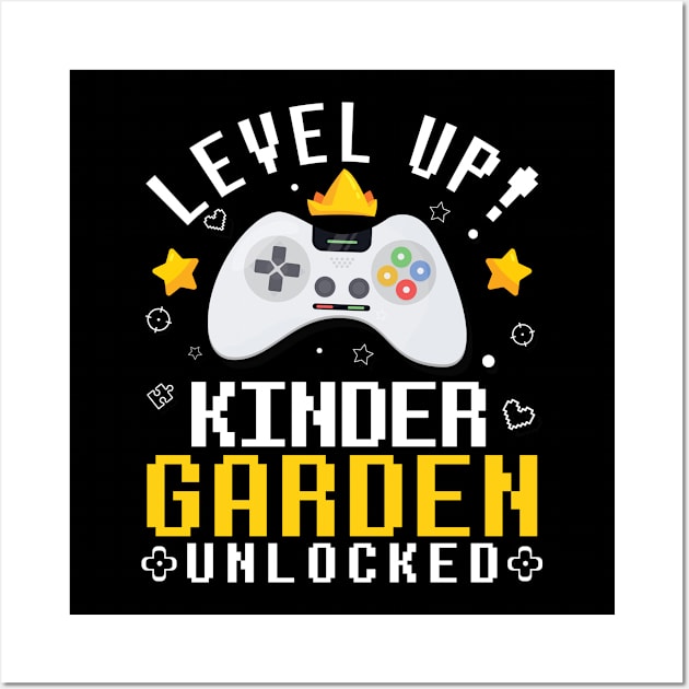 Gamer Fans Students Level Up Kindergarten Unlocked First Day Of School Wall Art by joandraelliot